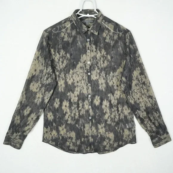 John Varvatos Shirt Mens Small Sheer Abstract Floral Lightweight Modal - Picture 2 of 9